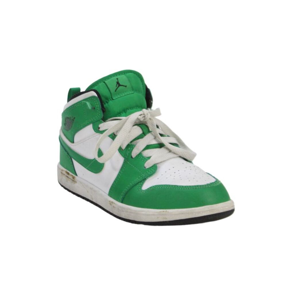 Nike Childrens Boys Air Jordan 1 Mid Sneakers Lucky Green White Size 3 Y